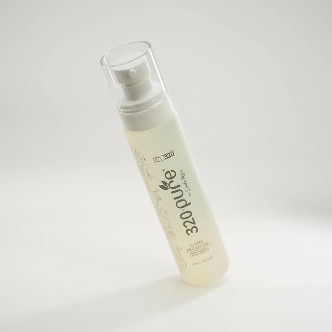 Rev320 320Pure Lustre Argan Oil For Hair 4oz Pump, Aceite de argán para el cabello, Argan Oil Hair Treatment with Pure Argon for Color-Treated, Damaged, Dry, Straight and Curly