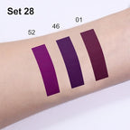3Pcs 2 in 1 Burgundy Red Black Dark Purple Matte Lip Liner and Liquid Lipstick Stain Makeup Set for women, Long Lasting Smudge Proof Lip Tint Matte Finish Lip Gloss for All-Day Color Hold, Set28