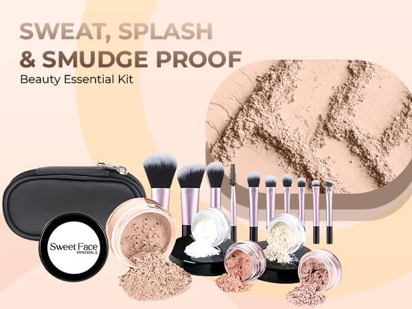 16pc Beginner Mineral Makeup STARTER KIT with 10 BRUSH SET (5gm)Sample Size Foundation, Primer, Blush, Bronzer, Setting Powder for Learning, Occasional Use & First Time Users, Travel Size Kit (Fair 2)