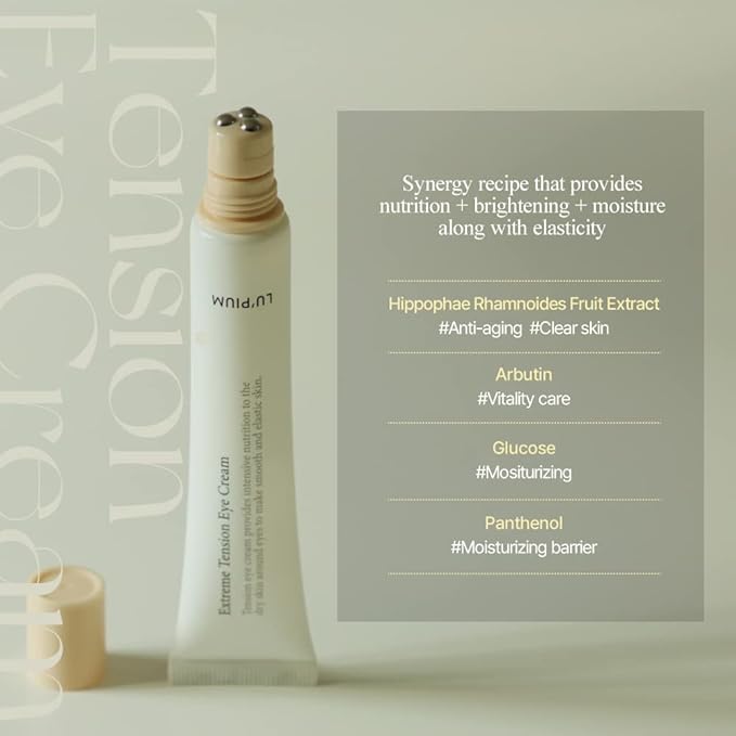 LU'PIUM Extreme Tension Eye Cream – Vegan Hydrating Eye Cream with Peptide Complex and 5 Plant Phytomucin, Moisture & Skin Comfort, Inspired by Korean Skincare
