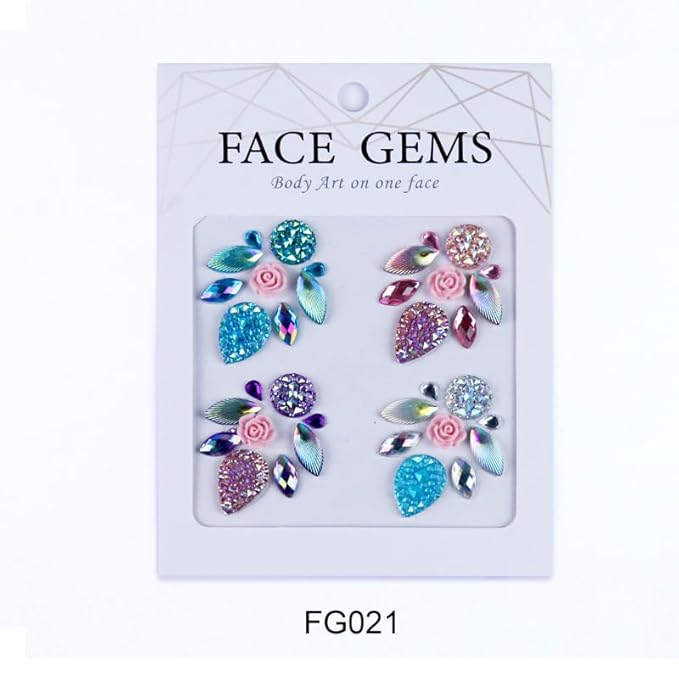 Facial Jewels Stickers, Makeup Accessories, Reusable Rhinestone Gems for Face Decoration, Stage Makeup, Party Glam (Face Gems(021))
