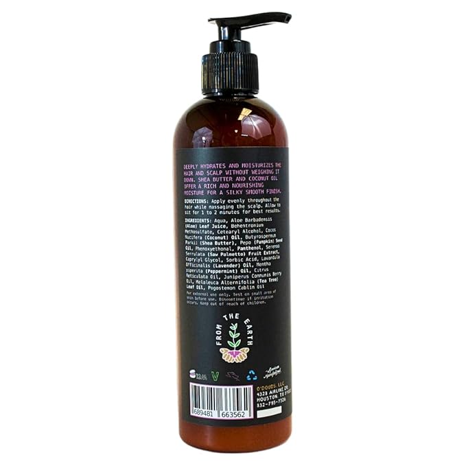 O'Douds Natural Hair Conditioner - Deeply Hydrates Hair & Scalp for All Hair Types - Plant-Based, Sulfate & Paraben Free Conditioner, Lavender & Peppermint, 12 oz.