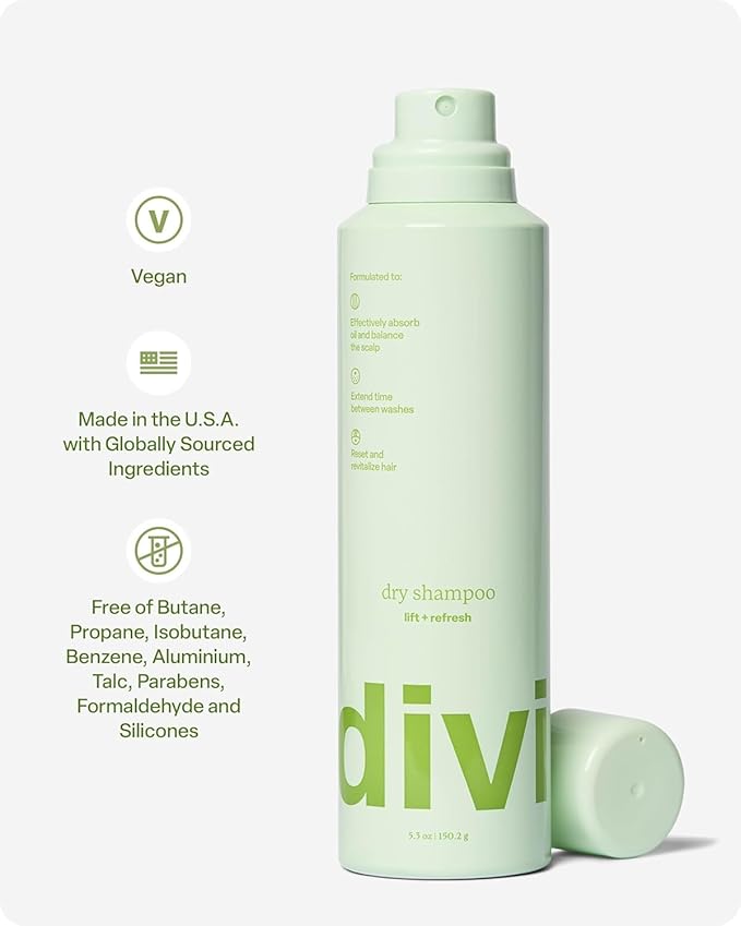 Divi Dry Shampoo Spray for Women - Formulated to Absorb Oil, Balance the Scalp and Extend Time Between Washes - Free of Benzene, Butane, Propane and Talc, 5.3oz (2 Pack)