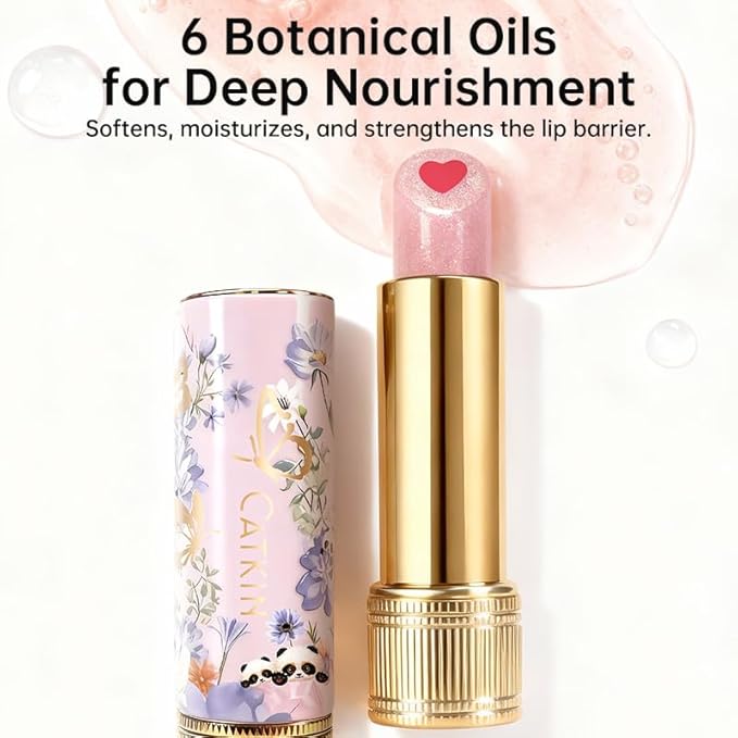 Tinted Lip Balm with Colorful Serum Core, CATKIN Cute 2-in-1 Pink Lip Balm Gloss, Moisturizing with Jojoba Oil Hyaluronic acid, Citrus Tea Flavor, Trendy Lip Care for Women & Girls - C02 Pink