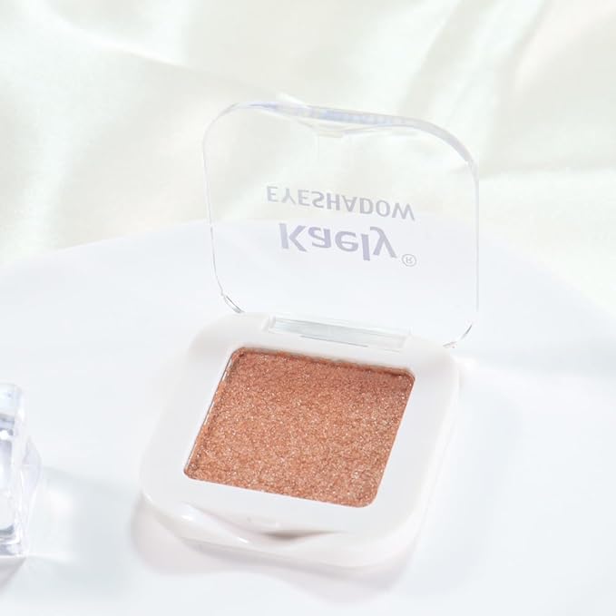 evpct Champagne Gold Glitter Eyeshadow Palette Single, Nude Gold Pink Shimmer Sparkle Cream Eye Shadow Palette Brightener Makeup for Older Women, High Pigment Long Lasting Monochrome Mini Eyeshadow