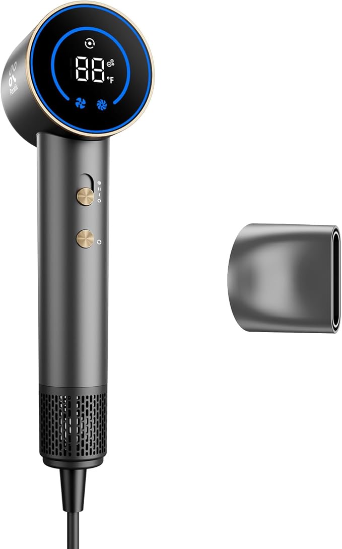 Fanttik Solo SonicDry H10 APEX 80% Faster Drying with 110,000 RPM Brushless Motor Hair Dryer, 56dB Low-Noise, 0.74lb Ultra-Light Blow Dryer, Ionic Tech for Travel, Home, Salon - Grey