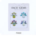 Facial Jewels Stickers, Makeup Accessories, Reusable Rhinestone Gems for Face Decoration, Stage Makeup, Party Glam (Face Gems(022))