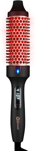 Infrared Thermal Brush, 1.5 Inch Heated Round Brush for Women, Dual Voltage Negative Ion Hot Brushes Styler for Blowout Look, Curling & Volumizing & Straightener for Dry Hair