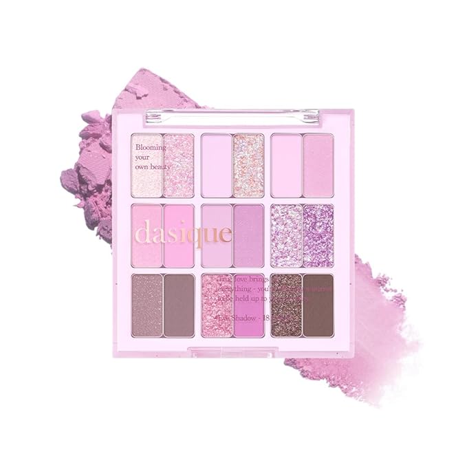 dasique Shadow Palette #18 Berry Smoothie l Vegan, Cruelty-Free l 18 Blendable Shades in Smooth Matte and Shimmer Finishes with Gorgeous Pearls
