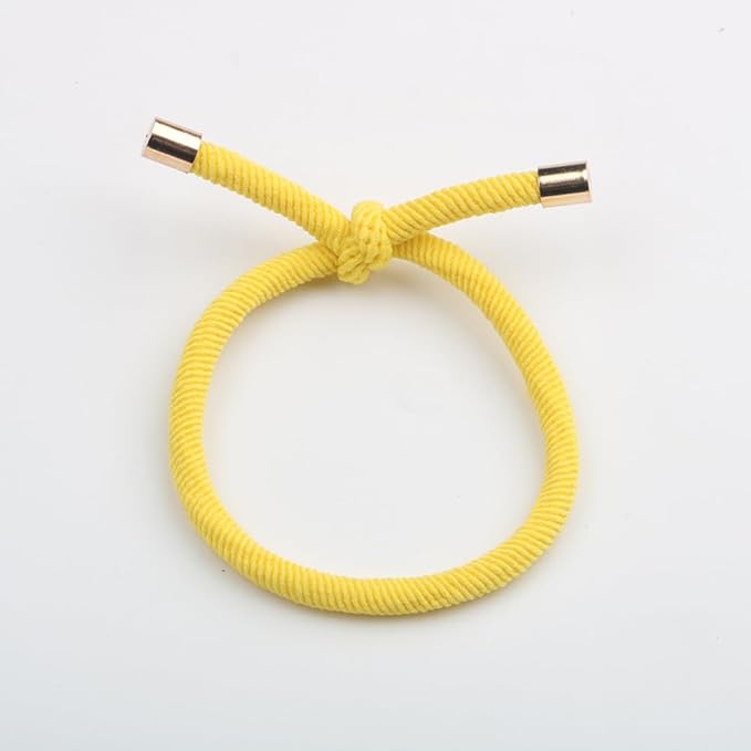 14PCS Hair Tie Elastics Knotted Hair Ties Ponytail Holders for Women Girls Elastic Hair Rubber Bands for Thin Thick Wavy Curly Straight Long Hair (Yellow)