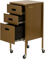 Buy-Rite Electra Metallic Styling Trolley in Gold – Durable Metal Salon Station with 3 Large Drawers, Side Appliance Holder, and Industrial Casters for Hot Tools & Hair Styling, CHM-2883-GLD
