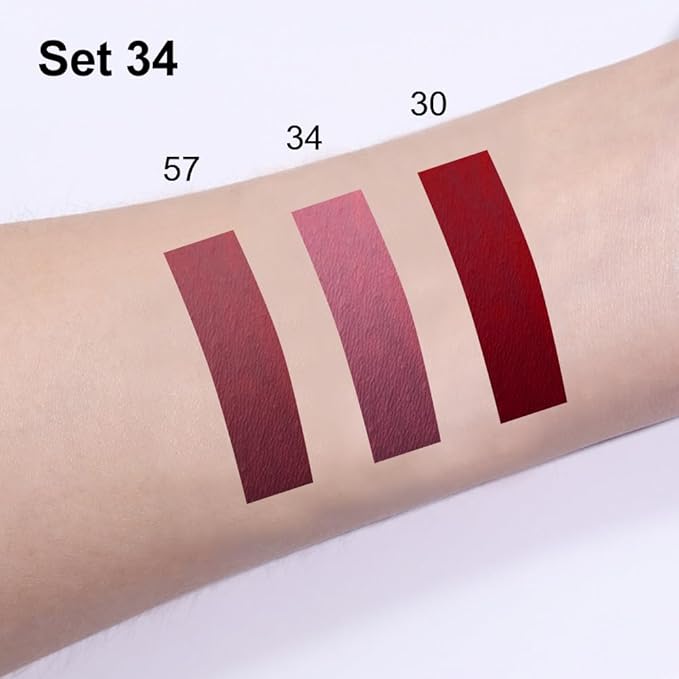 evpct 3Pcs Dark Red Nuetral Mauve Red Brown Matte Lip Liner Liquid Lipstick Stain Makeup Set for Women, Lip Liner Stain Long Lasting Waterproof Smudge Proof, Cruelty Free Lip Makeup 24 hours originale