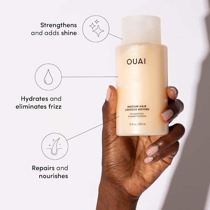OUAI Medium Hair Shampoo & Conditioner Set, Travel Size - Hydrating Shampoo & Conditioner - With Coconut Oil, Babassu, Kumquat Extract & Keratin - Sulfate, Paraben & Phthalate Free (3 Oz)