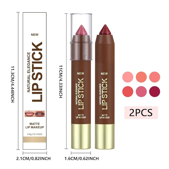 2Pcs Matte Lipstick Crayon Set for Women, Mauve Cherry Red 24 Hour Lipstick Lip Liner Pencil, Neutral Lip Stick Lipliner Long Lasting Waterproof Smudge Proof, Vegan & Cruelty-Free, 05+06