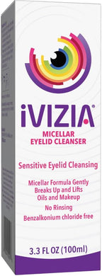 iVIZIA Micellar Eyelid Cleanser for Sensitive Eyelid Cleansing, BAK-Preservative-Free, Rinse-Free, Gently Removes Makeup, 3.3fl oz Bottle Packaging May Vary﻿