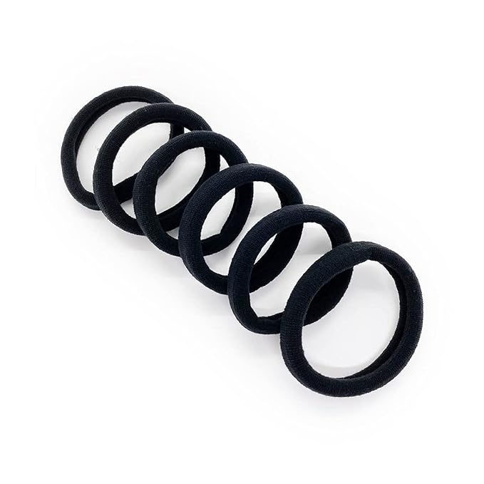 Kitsch Black Hair Ties No Damage - Strong, Stretchy Hair Bands | Soft Nylon Ponytail Holders, Snag-Free Rubber Bands, Perfect for Updos & Braids | Ideal Gifts for Women - Black, 6pcs