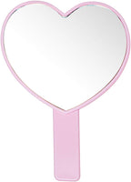 2PCS Heart-Shaped Makeup Hand Mirror,Travel Handheld Mirror Portable Personal Cosmetic Mirror with Handle (Pink)