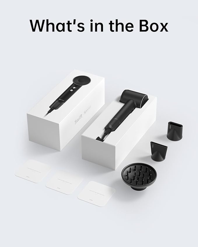 Laifen Swift Special Hair Dryer, High Speed 200M Ionic Blow Dryer with 110, 000 RPM Brushless Motor for Fast Drying, Low Noise, Hairdryer with Magnetic Nozzles