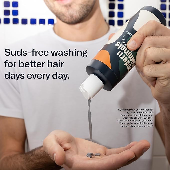 Modern Mammals Men's Shampoo Alternative I Sulfate Free CoWash I Enhances Natural Hair Volume I Lather Free, Cleansing, Hydrating, Replaces Conditioner, 2 in 1, I Barber Recommended I Bar + 8oz Bottle
