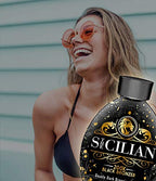 The Sicilian 200X Dark Black Bronzer Tanning Lotion - BEST for Glowing Skin - Gradual Bronzing & Sunless Self Tanner Lotion - Luxurious Sunless Body Tanning Lotion Nourishes Skin