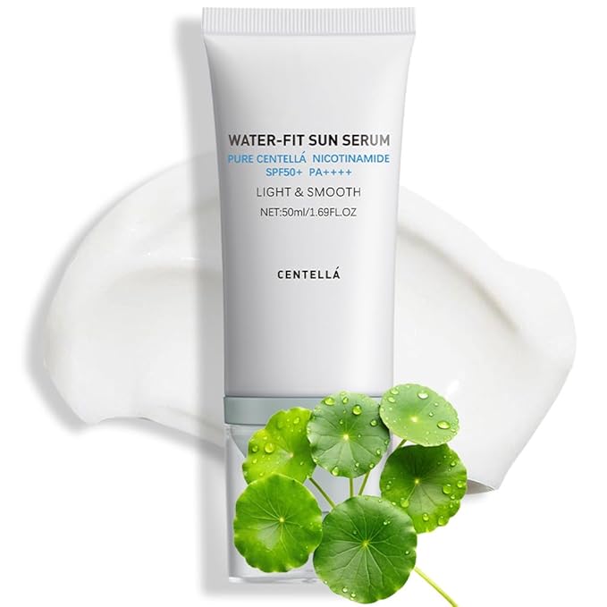 Centella Sunscreen SPF 50 PA++++, Hyalu Cica Water-Fit Sun Serum, Lightweight Sunscreen with Centella Asiatica, Hydrating & Non-Greasy Sun Protection for Sensitive Skin, Reef-Safe & Fast-Absorbing
