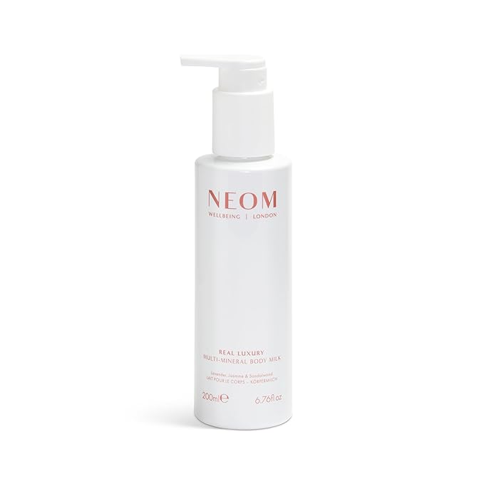 Neom- Multi-Mineral Body Milk 200ml (Lavender, Jasmine & Sandalwood) | Real Luxury | Magnesium, Rosehip Oil & Chia Seed Oil | Moisturise, Nourish & Replenish | Vegan