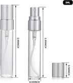 20Pcs 5ml Empty Clear Glass Mist Spray Bottle Refillable Mini Perfume Atomizer Travel Sample Bottle with Silver Aluminized Nozzle Makeup Container for Perfume (5ml Silver Caps)