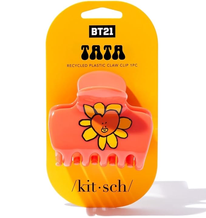 Kitsch BT21 Recycled Plastic Puffy Medium Hair Clips for Women, Medium Claw Clip for Thin & Thick Hair | Ideal Gifts for Women - TATA, 1pc