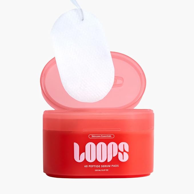 LOOPS Peptide Serum - Firm, Fortify, Fight Fine Lines - Moisturizing Skincare - Pre-soaked Veocell Embo Pad - Peptide Complex Serums to Rejuvenate and Prejuvenate - Face Serum Pads - Gifts for Women