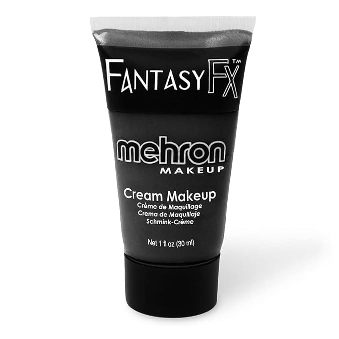 Mehron Makeup Fantasy FX Cream Makeup | Water Based | Halloween | Black Face & Body Paint For Adults 1 fl oz (30ml) (Black)