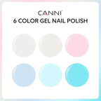 CANNI 6Pcs 9ml Pastel Gel Nail Polish Set- White Pink Light Blue Gel Polish Kit Candy Milky White Colors DIY at Home Salon Christmas New Year's Gifts for Girls