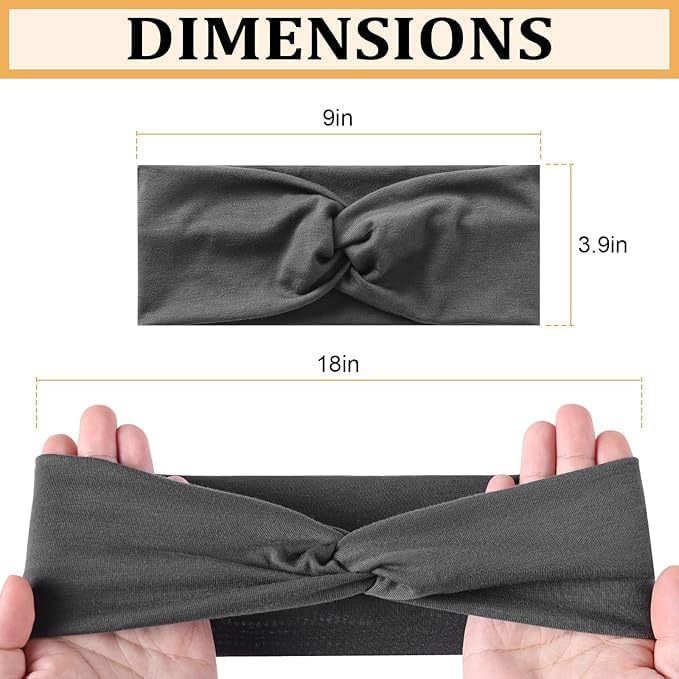 12 Pcs Stretchy Sport Headbands for Women,Absorbed Sport Headband Soft Twist Knotted Headbands for Yoga, Workout Daily Life