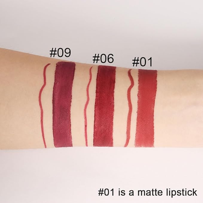 Kaely 2-in-1 Red Lip Liner & Lipstick Set Kit for Women, Matte Lips Kit with Lip Liner Lip Stains Long Lasting Waterproof 24 Hour Lipstick and Lip Liners Combo Lipliners Pencil Set 01