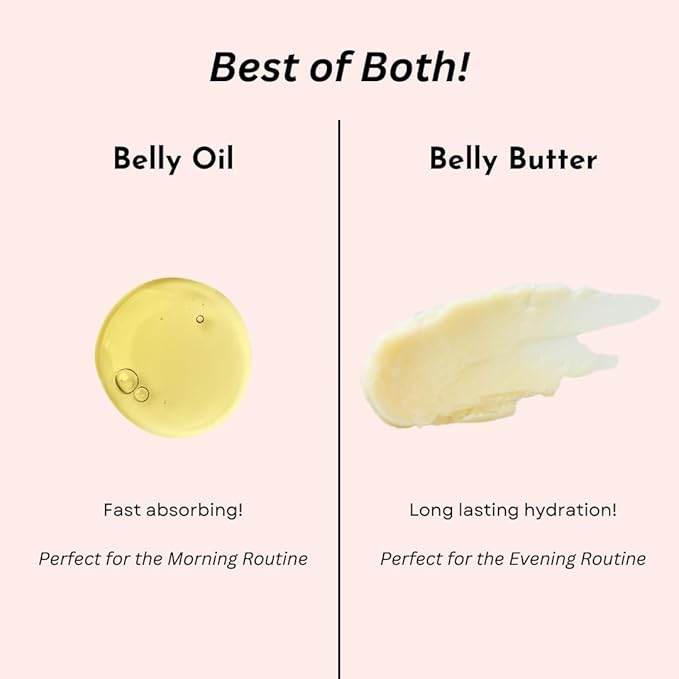 Belly Bundle by Irene Organics - Organic Belly Butter and Oil for Pregnancy Stretch Mark Prevention and Treatment - Award Winning Skincare For Pregnancy and Postpartum - Mother's Day Gift Set (Small)