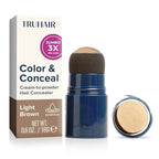 TRUHAIR Jumbo Color & Conceal Waterproof Root Touch Up Hair Color for Gray Hair Coverage - Instant Root Cover Up Hair Powder for Women & Men - Bald Spot Concealing, Hairline Filling (Light Brown)