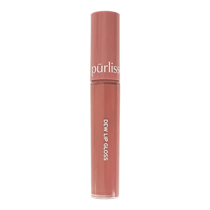 pūrlisse Dew Moisturizing Lip Gloss - Hydrating & Non-Sticky Long Lasting Lip Gloss - Enriched with Bakuchiol, Mango Seed Butter & Avocado Oil to Soften & Smooth - Pink Nude (0.25 oz)