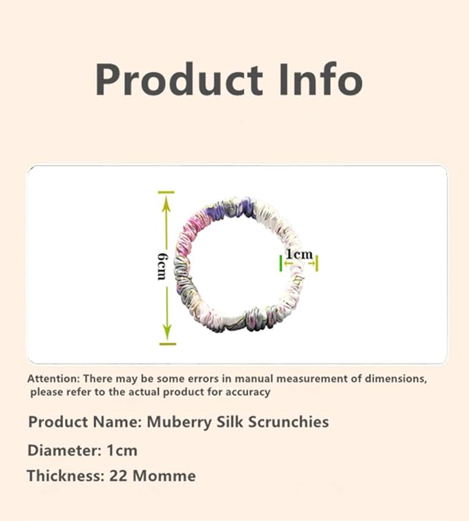 6 Pack 100% Muberry Silk Scrunchies for Women Luxury Hair Ties,No Damage Gentle Hair Bands,Ponytail Holders Silk Hair Ties for Thick and Thin or Curly Hair