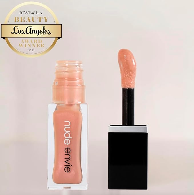 nude envie - Lip Gloss - High-Shine Finish - Moisturizing & Easy Application - Luxury Hydration - Non-Sticky Formula - With Vitamin E & Glycine Soja Oil - Vegan, Paraben-Free & Cruelty-Free - Shimmer