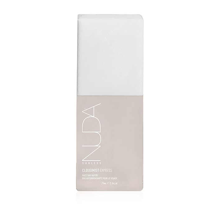 Nuda CloudMist Express Face Tan Water, Lightweight Transfer-Resistant Self Tanning Mist, Infused with Hyaluronic Acid, Cucumber and Green Tea Extract, Bronzer Free, Vegan, Fragrance Free, 2.5 Fl Oz