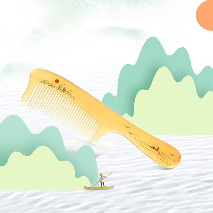 TAN MUJIANG Wooden Hair Comb Sheep Horn