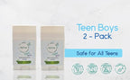 2-Pack All Natural Deodorant For Teen Boys 100% Natural Aluminum-Free Carcinogen Free Kids Deodorant For Boys Clinically Proven To Be Safe For Children and Teenagers