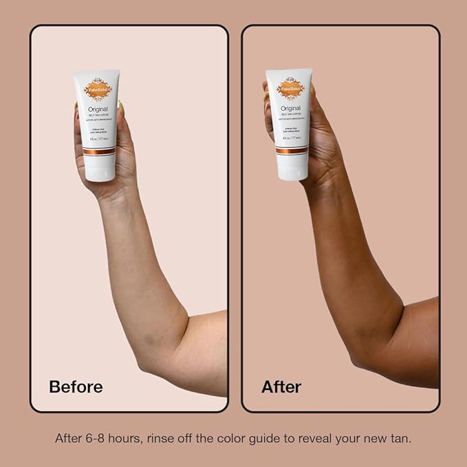 Fake Bake Original Self-Tanning Lotion – Lasting, Natural-Looking Sunless Tanner for All Skin Tones – Streak-Free, Buildable Color for Women & Men – 6 oz