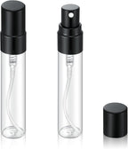 20Pcs 5ml Empty Clear Glass Mist Spray Bottle Refillable Mini Perfume Atomizer Travel Sample Bottle with Black Aluminized Nozzle Makeup Container for Perfume (5ml Black Caps)