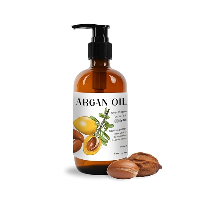 Argan Oil for Hair Growth Oil 8oz (Aceite de Argan) - 100% Pure Cold Pressed Moroccan Oil with Pump - Suitable for Colored & Damaged Hair - Argan Oil for Face, Body Oils, Nail & Scalp