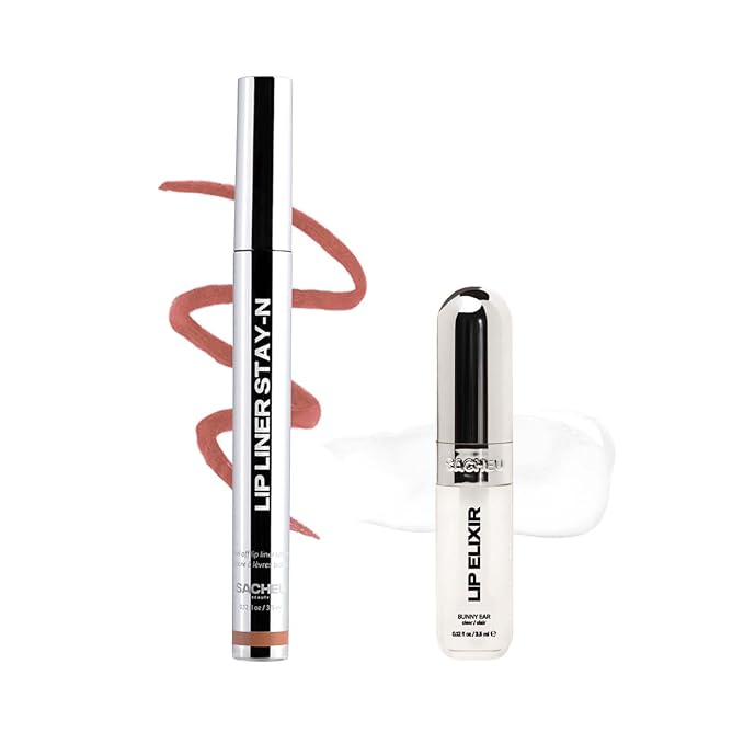 Sacheu Lip Liner STAY-N Peel Off Lip Stain — Long Lasting Waterproof Lip Tint with Hyaluronic Acid & Vitamin E — Transfer Proof Matte Finish, Vegan & Cruelty-Free (p-INKED & Bunny Ear)