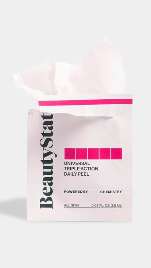 BeautyStat Triple Action One-Step Daily Exfoliating Peel Pad for Uneven Tone, Texture, Fine Lines, Enlarged Pores - Made in the USA - Gentle Exfoliator Pad with AHAs, BHAs, Glucosamine to Brighten