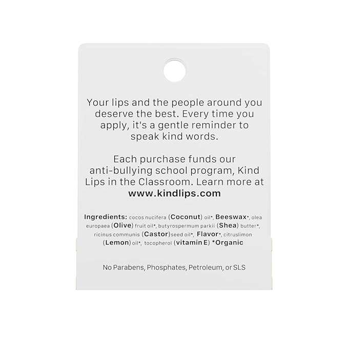 Kind Lips Organic Vanilla Lemon Lip Balm 3-Pack – Refreshing & Comforting Lip Care for Dry, Chapped Lips • 100% Natural, Clean, Gluten-Free, Grain-Free • Made in USA • Everyday Value chapstick Set