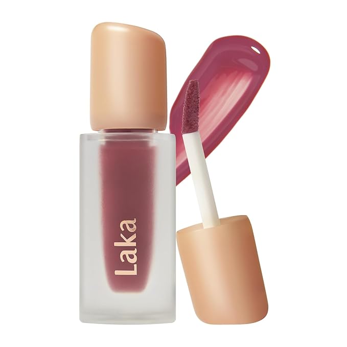 Laka Fruity Glam Tint, 4.5g/0.15oz, Glowing Lip Stain with Wide Color Spectrum, Hydrating & Lightweight Texture, Long-Lasting Bold Stain, Non-Sticky, Vegan, K-Beauty (#102 Dewy)