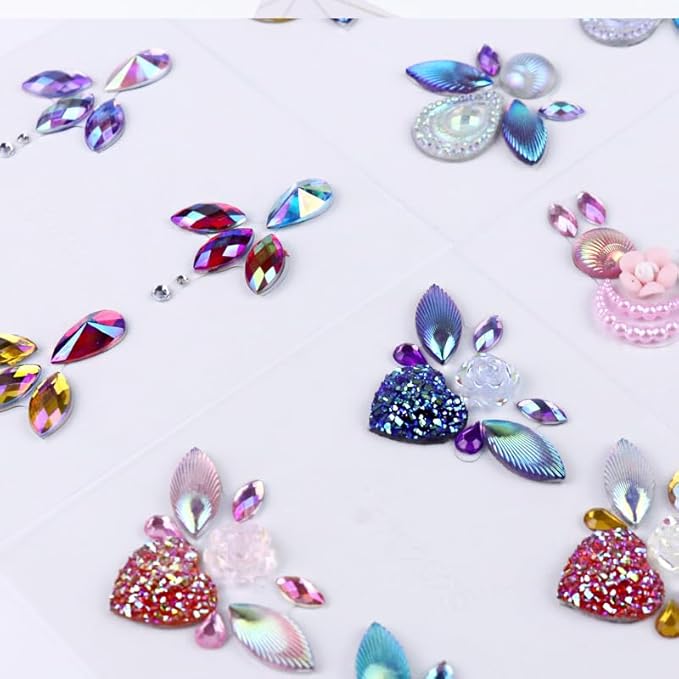 Facial Jewels Stickers, Makeup Accessories, Reusable Rhinestone Gems for Face Decoration, Stage Makeup, Party Glam (Face Gems(027))