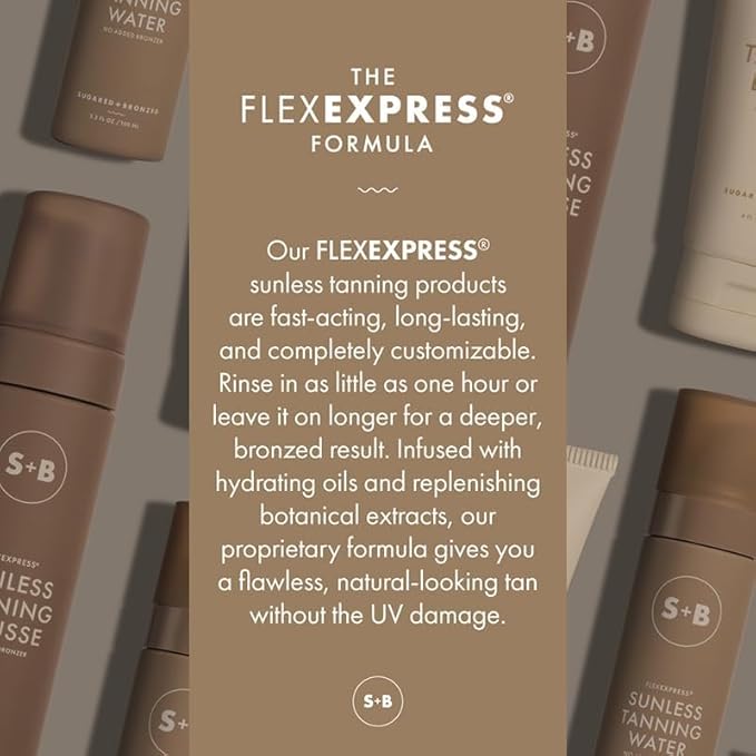 SUGARED + BRONZED Sunless Tanning Mousse, Self Tanner for Body, FlexExpress Formula, Self Tanning Foam for a Natural Glow, Lightweight, Quick Dry Self Tan, Suitable for All Skin Types, Vegan, 6 Fl Oz